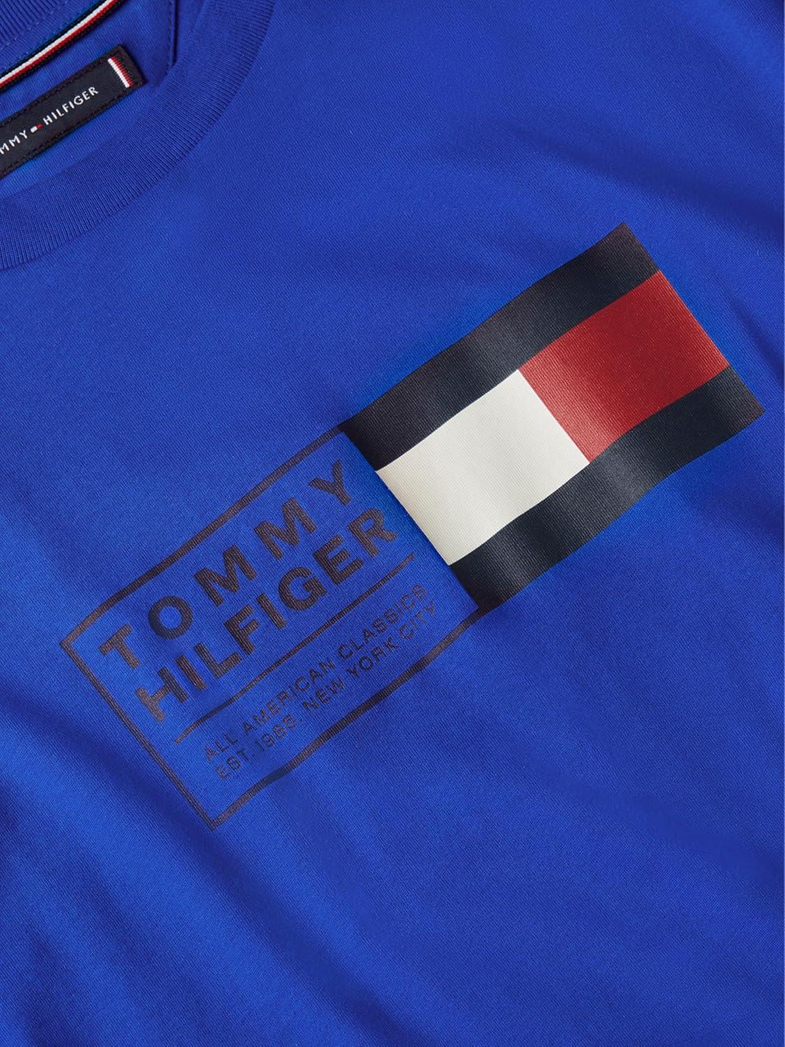 imageTommy Hilfiger Mens Short Sleeve Cotton Graphic TShirts with Printed Flag Graphic Also Available in Big and TallRegal Blue