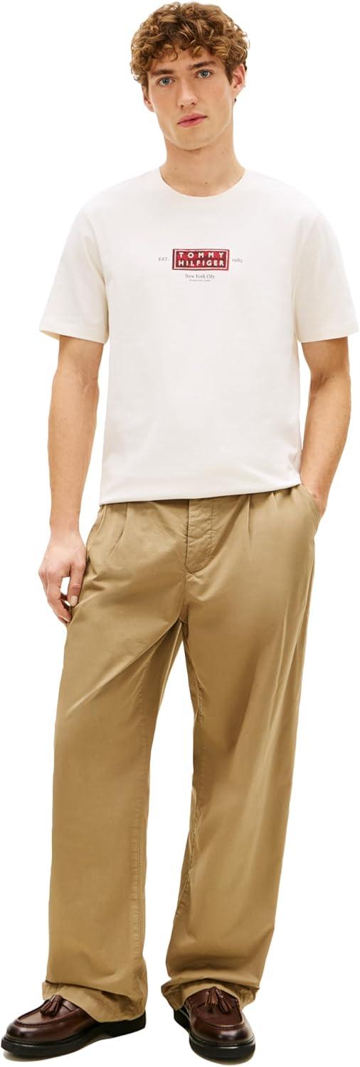 imageTommy Hilfiger Mens Short Sleeve Cotton Graphic TShirts with Printed Heritage Label DesignIvory Petal