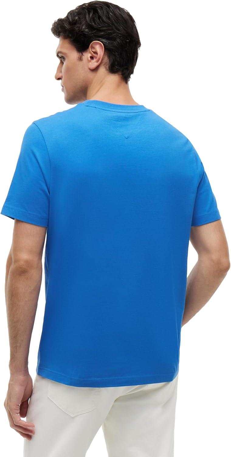 imageTommy Hilfiger Mens Short Sleeve Cotton Graphic TShirts with Printed Stacked Chest Graphic Also Available in Big and TallBlue Orbit