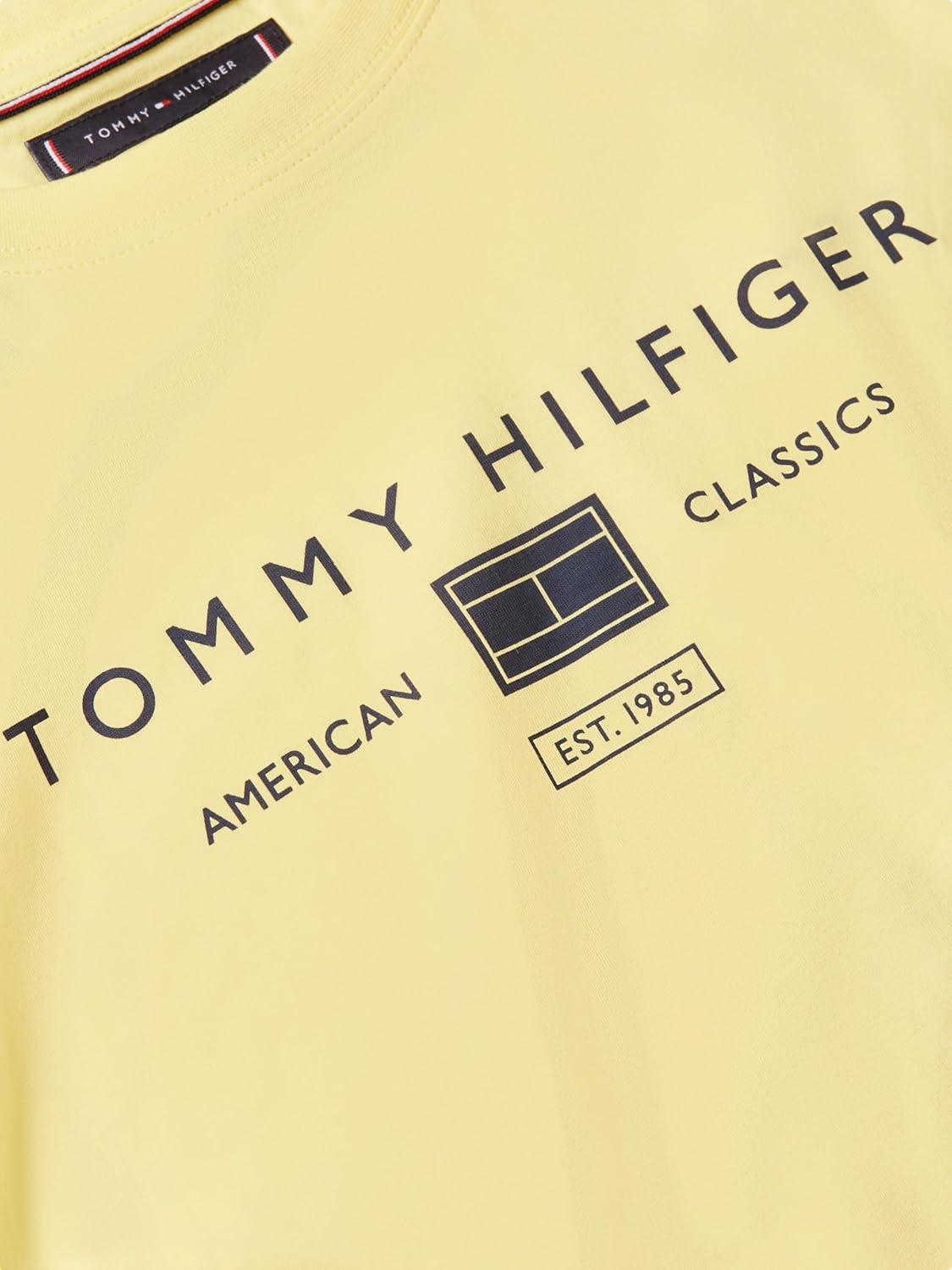 imageTommy Hilfiger Mens Short Sleeve Cotton Graphic TShirts with Printed Stacked Chest Graphic Also Available in Big and TallCitronella