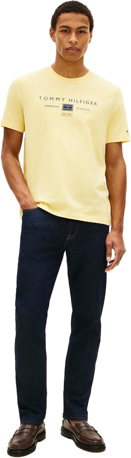 imageTommy Hilfiger Mens Short Sleeve Cotton Graphic TShirts with Printed Stacked Chest Graphic Also Available in Big and TallCitronella