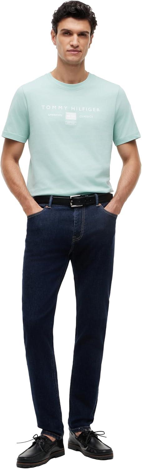 imageTommy Hilfiger Mens Short Sleeve Cotton Graphic TShirts with Printed Stacked Chest Graphic Also Available in Big and TallCrushed Mint