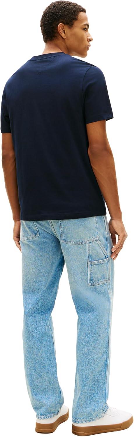 imageTommy Hilfiger Mens Short Sleeve Cotton Graphic TShirts with Printed Stacked Chest Graphic Also Available in Big and TallDesert Sky