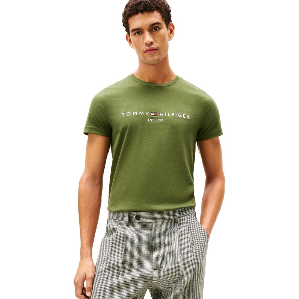 imageTommy Hilfiger Mens Short Sleeve Cotton Graphic TShirts with Embroidered LogoMountain Pine