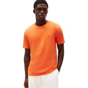 Tommy Hilfiger Men’s Short Sleeve Cotton Crewneck T-Shirts in Regular Fit(Brilliant Orange)