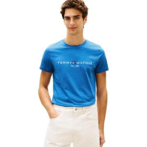 Tommy Hilfiger Men’s Short Sleeve Cotton Graphic T-Shirts with Embroidered Logo(Blue Orbit)