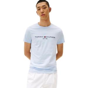 Tommy Hilfiger Men’s Short Sleeve Cotton Graphic T-Shirts with Embroidered Logo(Breezy Blue)