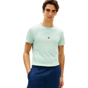 Tommy Hilfiger Men’s Short Sleeve Cotton Graphic T-Shirts with Embroidered Logo(Crushed Mint)