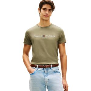 Tommy Hilfiger Men’s Short Sleeve Cotton Graphic T-Shirts with Embroidered Logo(Ghost Fern)