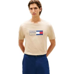 Tommy Hilfiger Men’s Short Sleeve Cotton Graphic T-Shirts with Printed Flag Graphic, Also Available in Big and Tall(Sandalwood)