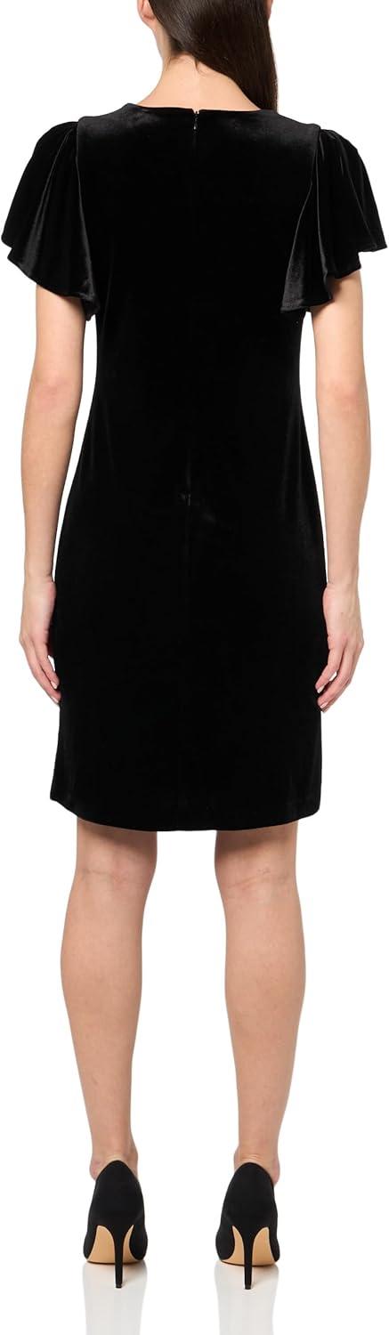 imageTommy Hilfiger Womens Short Flutter Sleeve Jewel Neck Mini Sheath DressBlack Night