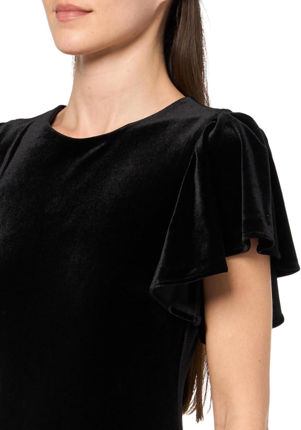 imageTommy Hilfiger Womens Short Flutter Sleeve Jewel Neck Mini Sheath DressBlack Night