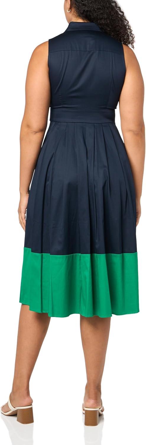 imageTommy Hilfiger Womens Sleeveless Collared Front Button Aline Midi DressMajorelle Blue
