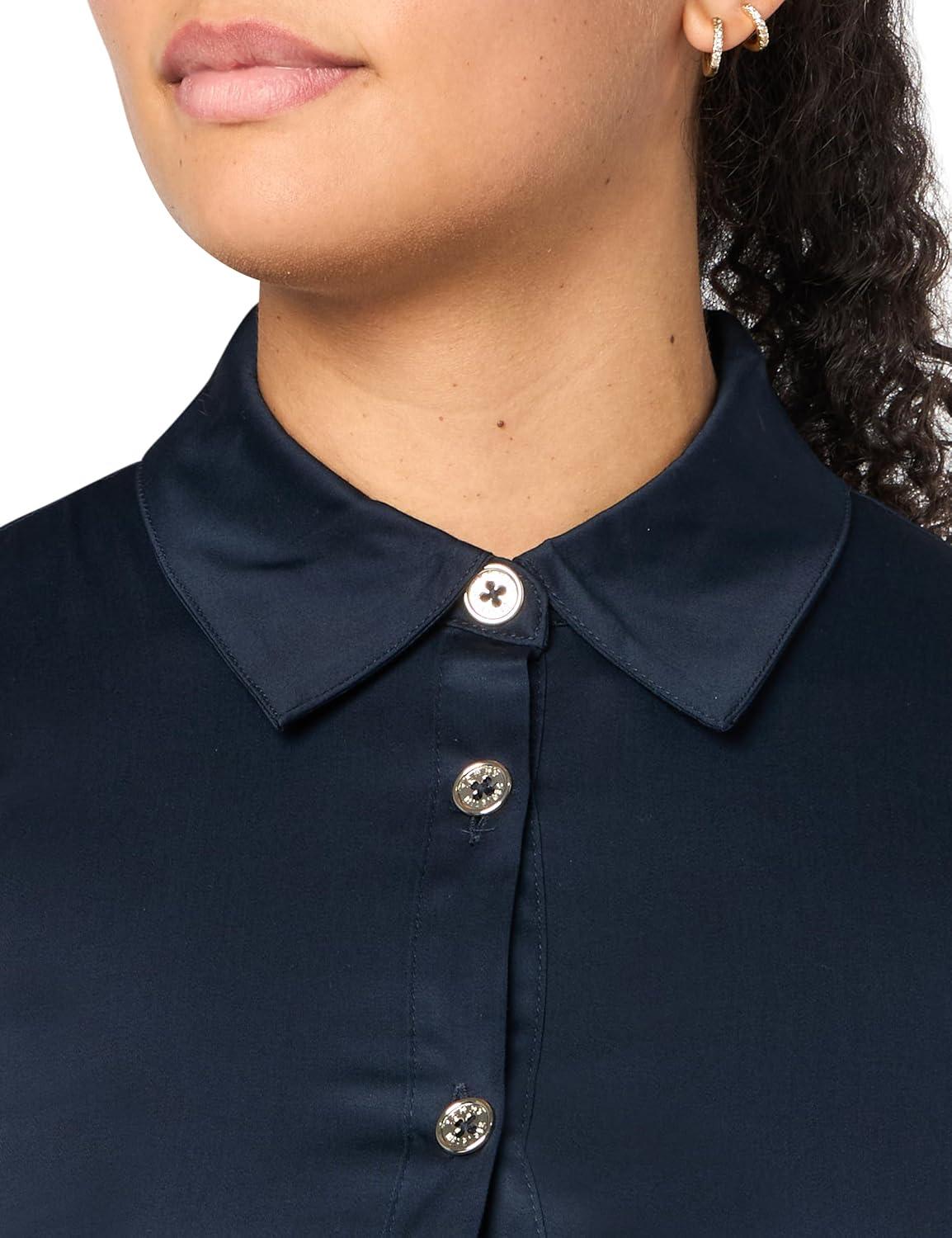 imageTommy Hilfiger Womens Sleeveless Collared Front Button Aline Midi DressMajorelle Blue