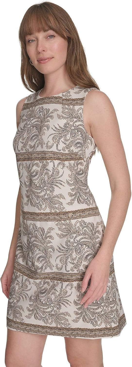 imageTommy Hilfiger Womens Sleevless Pocket Salon Stretch Shift DressWhitecap Multi