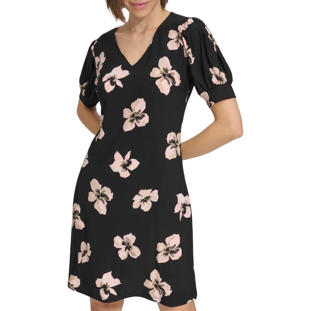 imageTommy Hilfiger Womens Tommy Hilfiger Puff Sleeve Beach Blossom DressBallerina Pink Multi