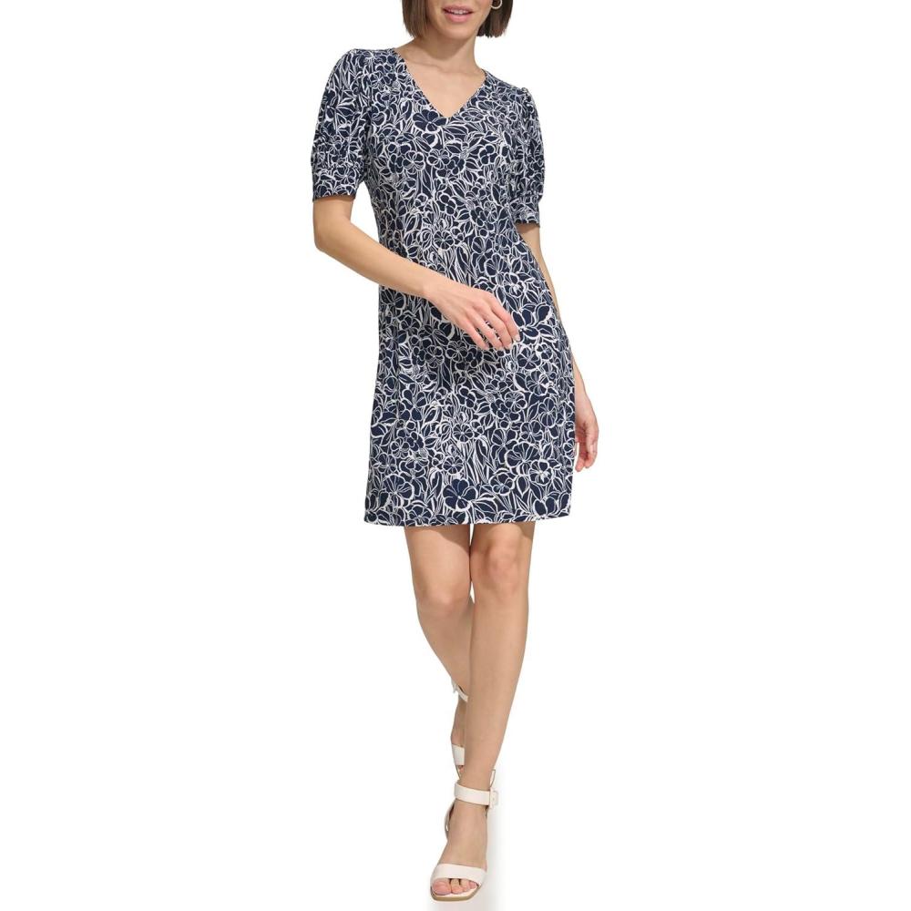 imageTommy Hilfiger Womens Tommy Hilfiger Puff Sleeve Beach Blossom DressDark Navy