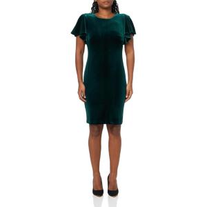 Tommy Hilfiger Women’s Short Flutter Sleeve Jewel Neck Mini Sheath Dress(Hunter Green)