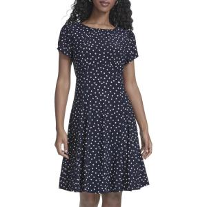Tommy Hilfiger Women’s Short Sleeve Crew Neck Jersey Ruffle Hem Mini Dress(Sky Captain)