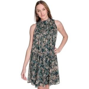 Tommy Hilfiger Women’s Sleeveless Tie Neck Chiffon Shift Dress(Cypress Multi)