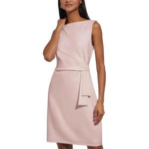 Tommy Hilfiger Women’s Sleevless Boat Neck Fold Detail Crepe Sheath Mini Dress(Ballerina Pink)