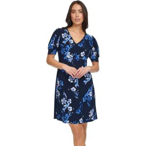 Tommy Hilfiger Women’s Tommy Hilfiger Puff Sleeve Beach Blossom Dress(Sky Captain Multi)