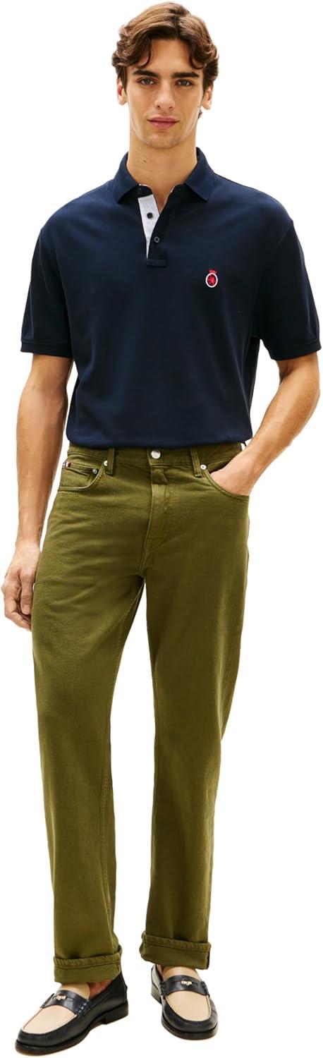 imageTommy Hilfiger Mens Short Sleeve Casual Polo Shirts in Classic Fit with Embroidered Crest DesignDesert Sky