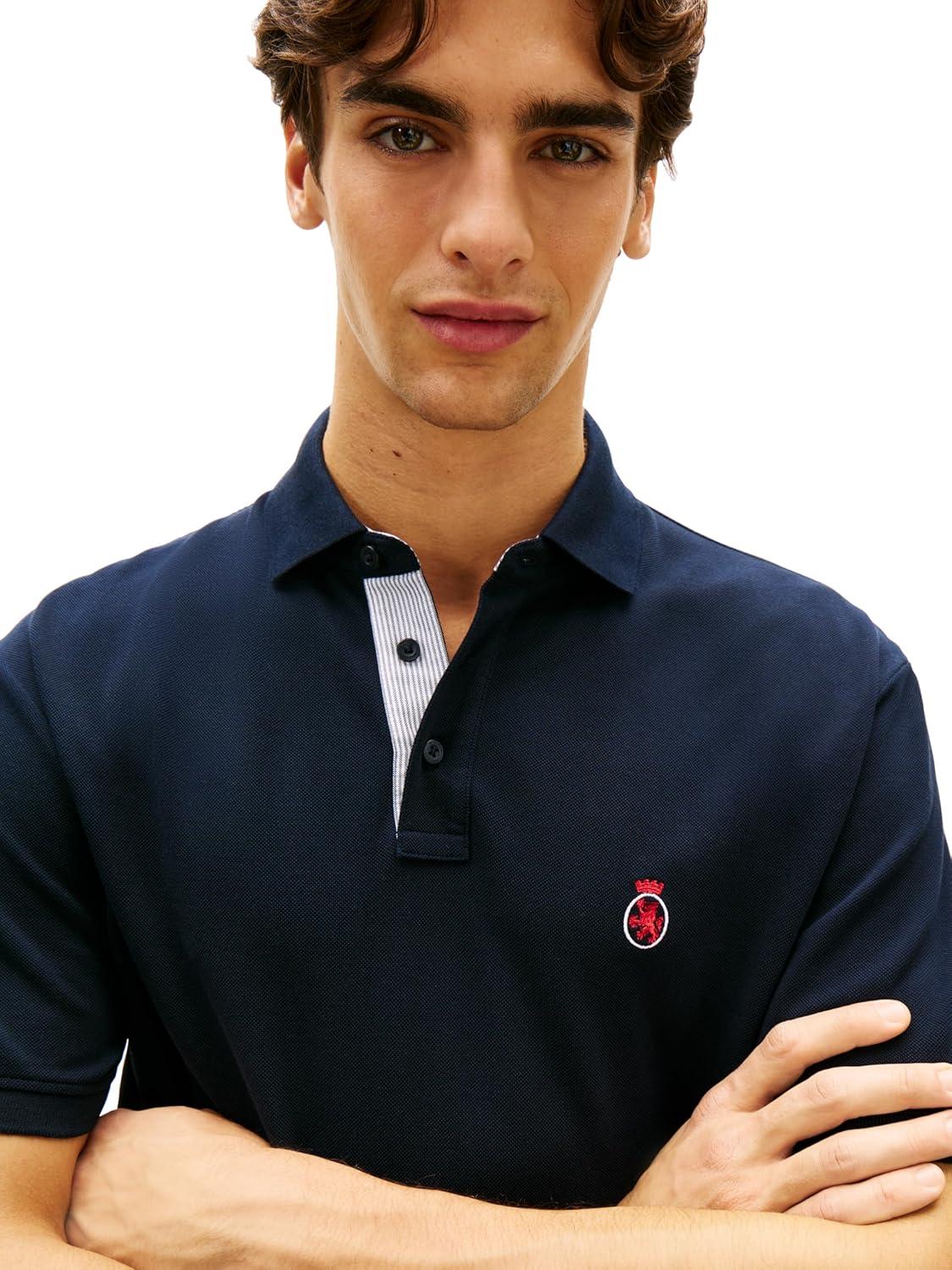 imageTommy Hilfiger Mens Short Sleeve Casual Polo Shirts in Classic Fit with Embroidered Crest DesignDesert Sky
