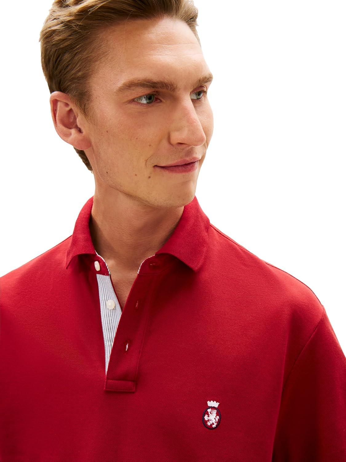 imageTommy Hilfiger Mens Short Sleeve Casual Polo Shirts in Classic Fit with Embroidered Crest DesignRegatta Red