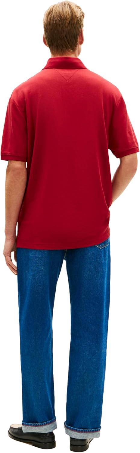 imageTommy Hilfiger Mens Short Sleeve Casual Polo Shirts in Classic Fit with Embroidered Crest DesignRegatta Red