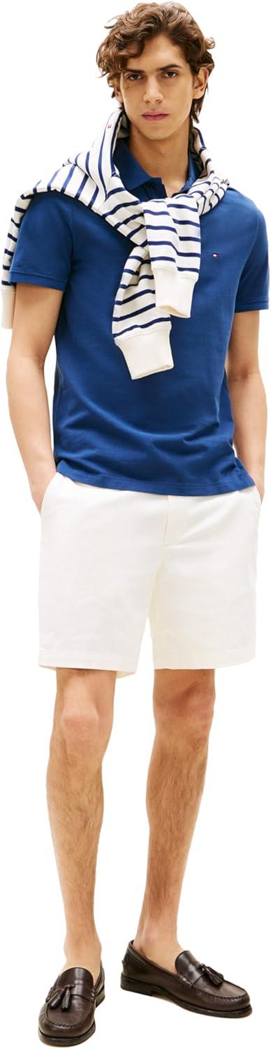 imageTommy Hilfiger Mens Short Sleeve Casual Polo Shirts in Regular Fit with Garment Dye CottonPreppy Navy