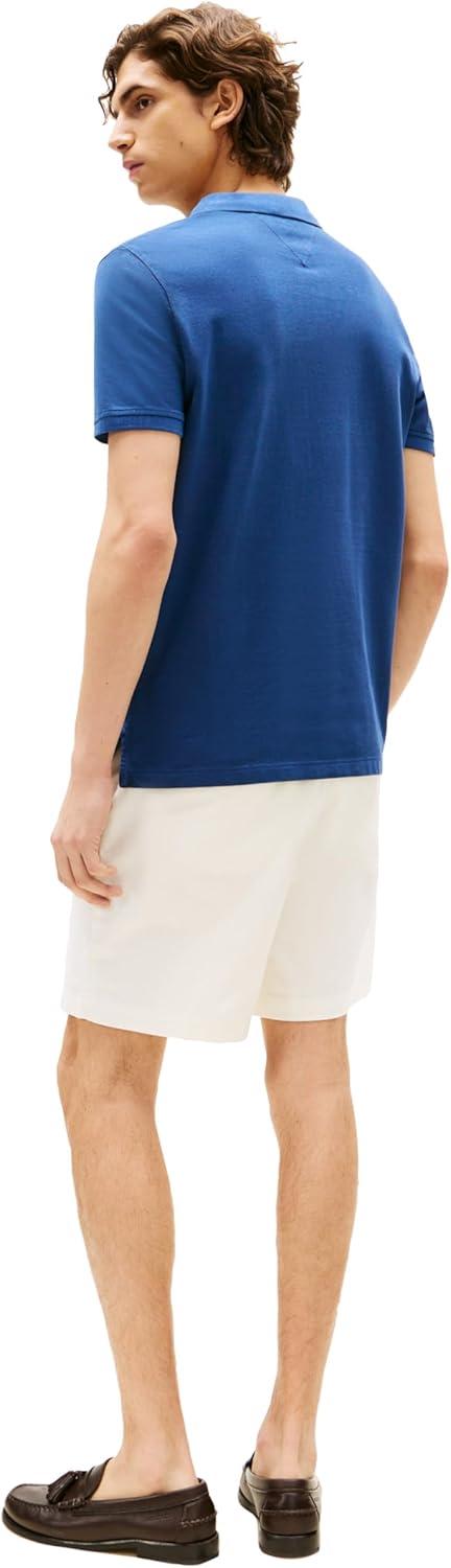 imageTommy Hilfiger Mens Short Sleeve Casual Polo Shirts in Regular Fit with Garment Dye CottonPreppy Navy