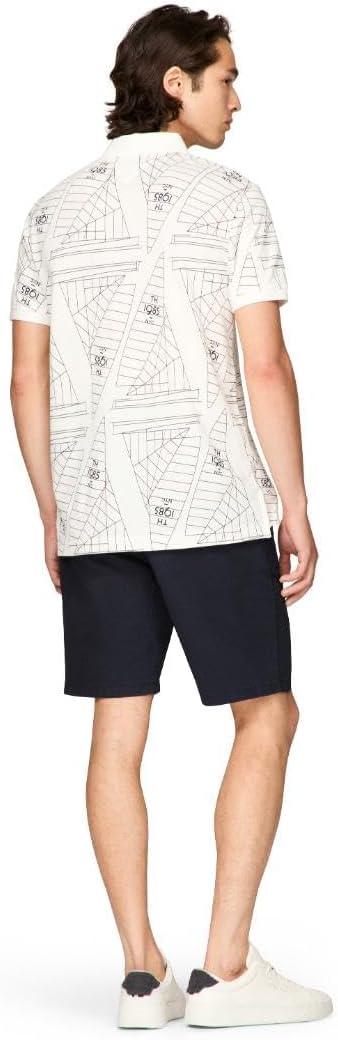 imageTommy Hilfiger Mens Short Sleeve Casual Polo Shirts in Regular Fit with Sail Print DesignsEcru