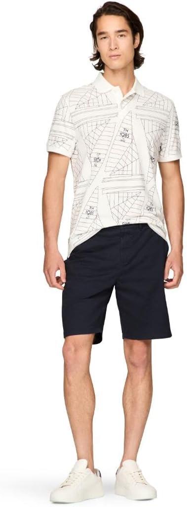 imageTommy Hilfiger Mens Short Sleeve Casual Polo Shirts in Regular Fit with Sail Print DesignsEcru