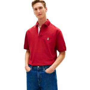 Tommy Hilfiger Men’s Short Sleeve Casual Polo Shirts in Classic Fit with Embroidered Crest Design(Regatta Red)
