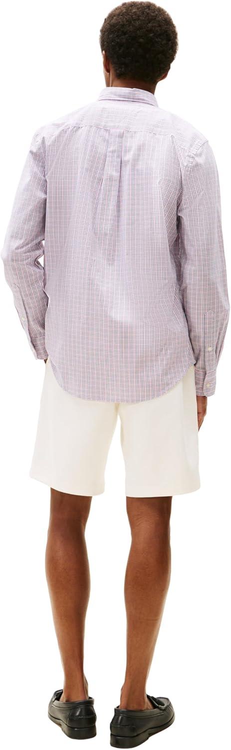 imageTommy Hilfiger Mens Long Sleeve Poplin Shirts in Regular Fit Mens Button Down Shirts Also Available in Big and TallClassic Pink Multi Check