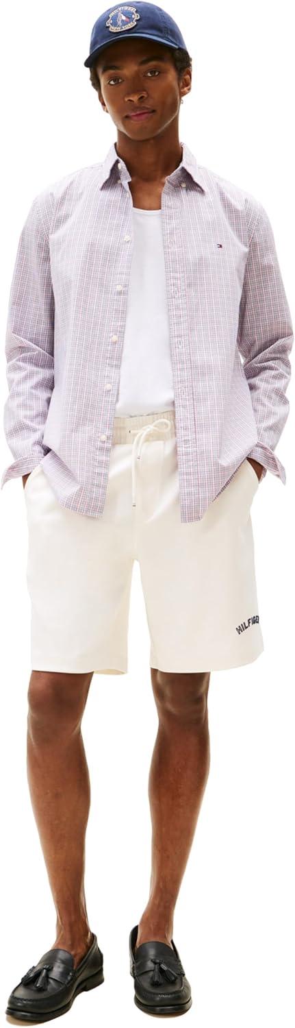imageTommy Hilfiger Mens Long Sleeve Poplin Shirts in Regular Fit Mens Button Down Shirts Also Available in Big and TallClassic Pink Multi Check