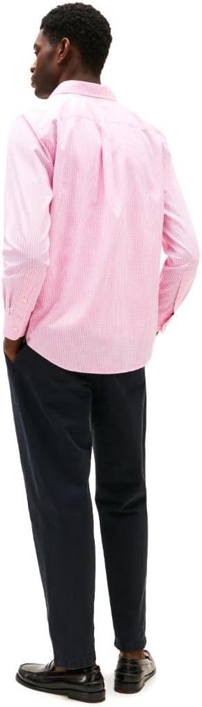 imageTommy Hilfiger Mens Long Sleeve Poplin Shirts in Regular Fit Mens Button Down Shirts Also Available in Big and TallClassic Pink Optic White Gingham
