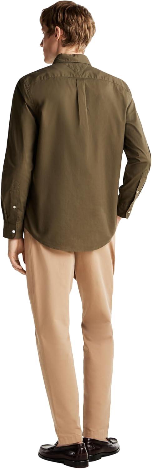 imageTommy Hilfiger Mens Long Sleeve Poplin Shirts in Regular Fit Mens Button Down Shirts Also Available in Big and TallDark Green