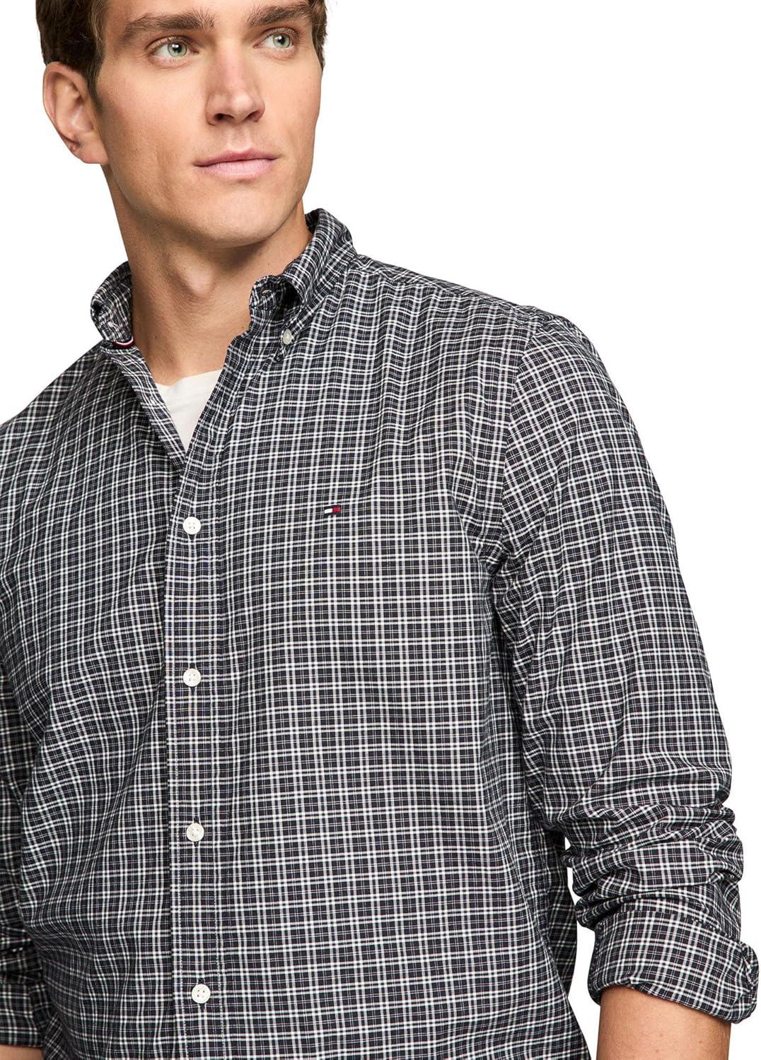 imageTommy Hilfiger Mens Long Sleeve Poplin Shirts in Regular Fit Mens Button Down Shirts Also Available in Big and TallDesert Sky Check