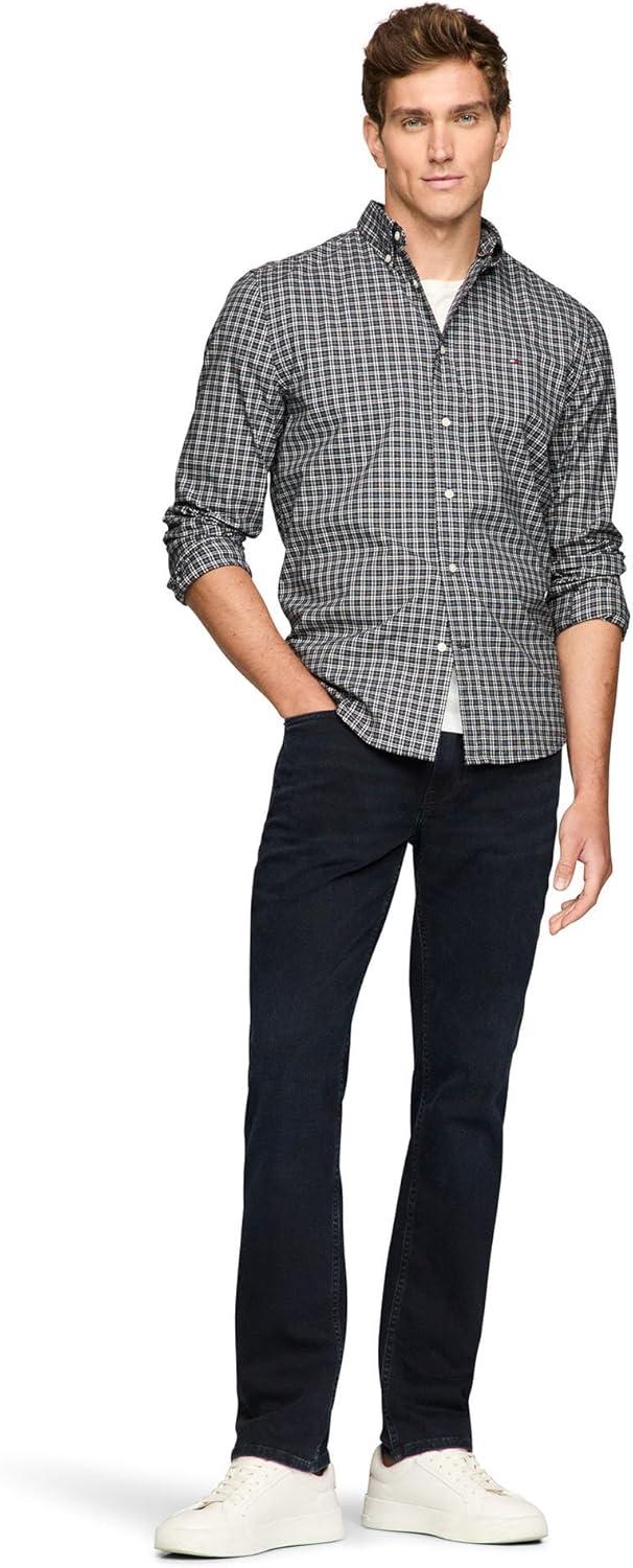 imageTommy Hilfiger Mens Long Sleeve Poplin Shirts in Regular Fit Mens Button Down Shirts Also Available in Big and TallDesert Sky Check