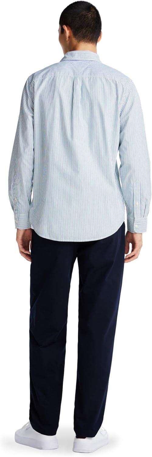 imageTommy Hilfiger Mens Long Sleeve Poplin Shirts in Regular Fit Mens Button Down Shirts Also Available in Big and TallNouveau Green Multi