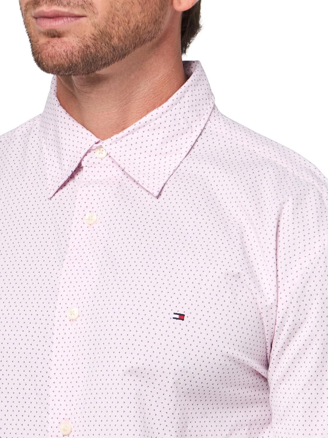 imageTommy Hilfiger Mens Long Sleeve Poplin Shirts in Regular Fit Mens Button Down Shirts Also Available in Big and TallPink Lily