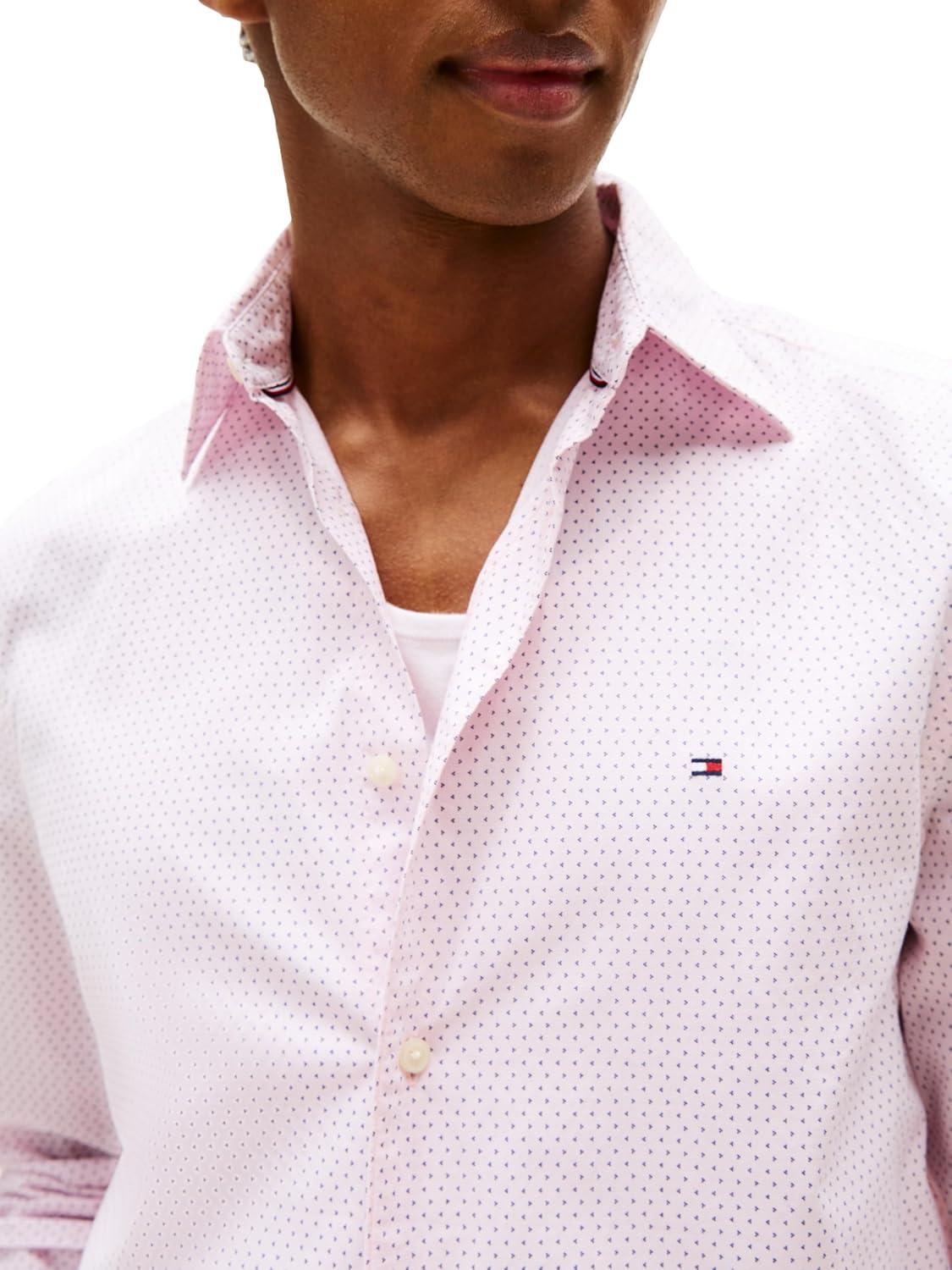 imageTommy Hilfiger Mens Long Sleeve Poplin Shirts in Regular Fit Mens Button Down Shirts Also Available in Big and TallPink Lily