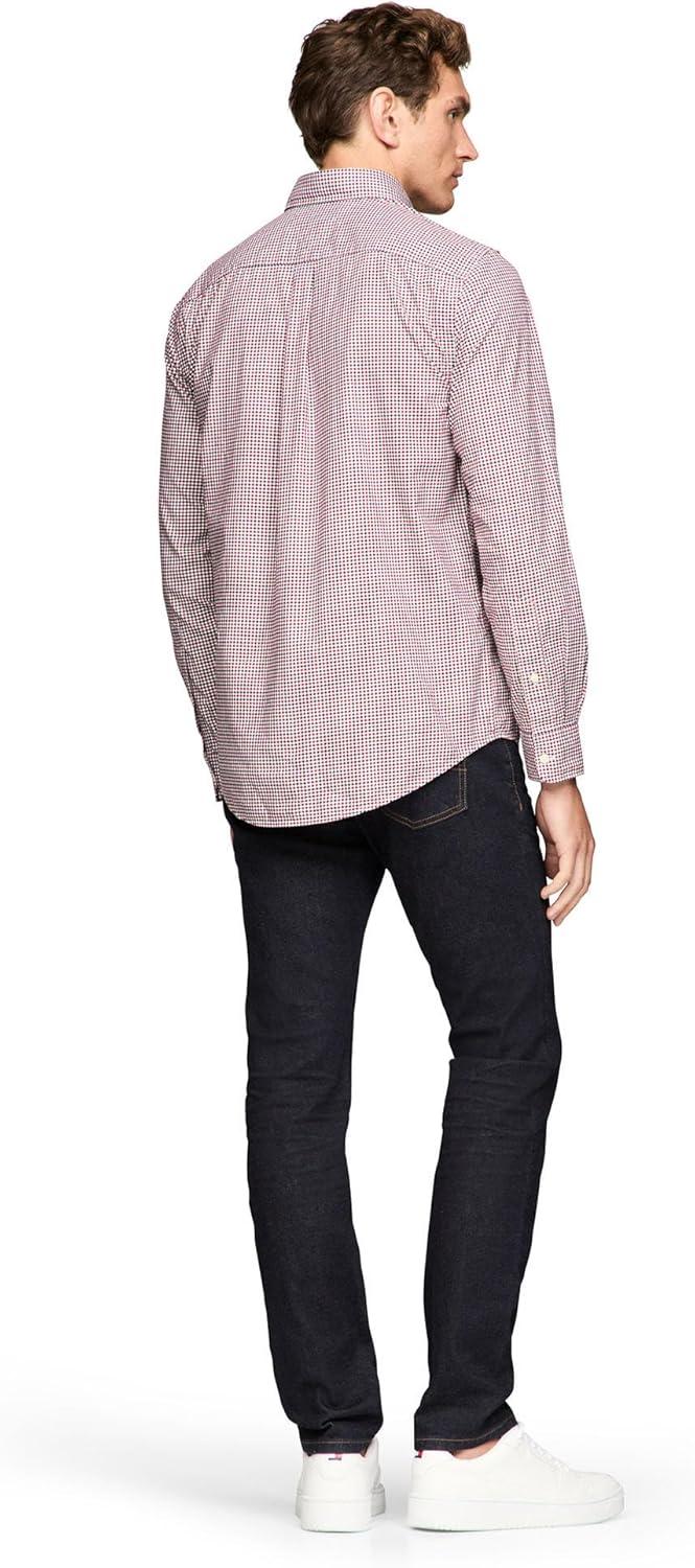 imageTommy Hilfiger Mens Long Sleeve Poplin Shirts in Regular Fit Mens Button Down Shirts Also Available in Big and TallRegatta Red Multi