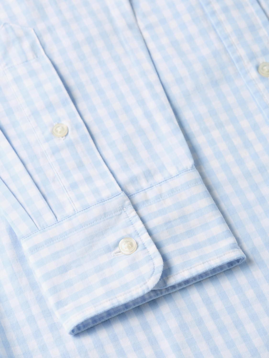 imageTommy Hilfiger Mens Long Sleeve Poplin Shirts in Regular Fit Mens Button Down Shirts Also Available in Big and TallSweet Blue White Check
