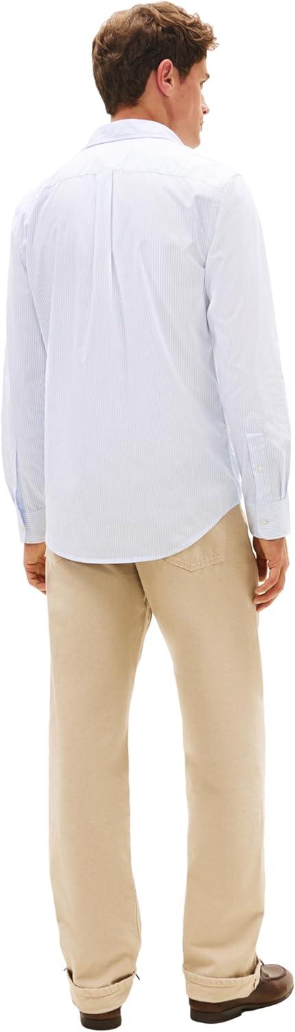 imageTommy Hilfiger Mens Long Sleeve Poplin Shirts in Regular Fit Mens Button Down Shirts Also Available in Big and TallSweet Blue White Stripe
