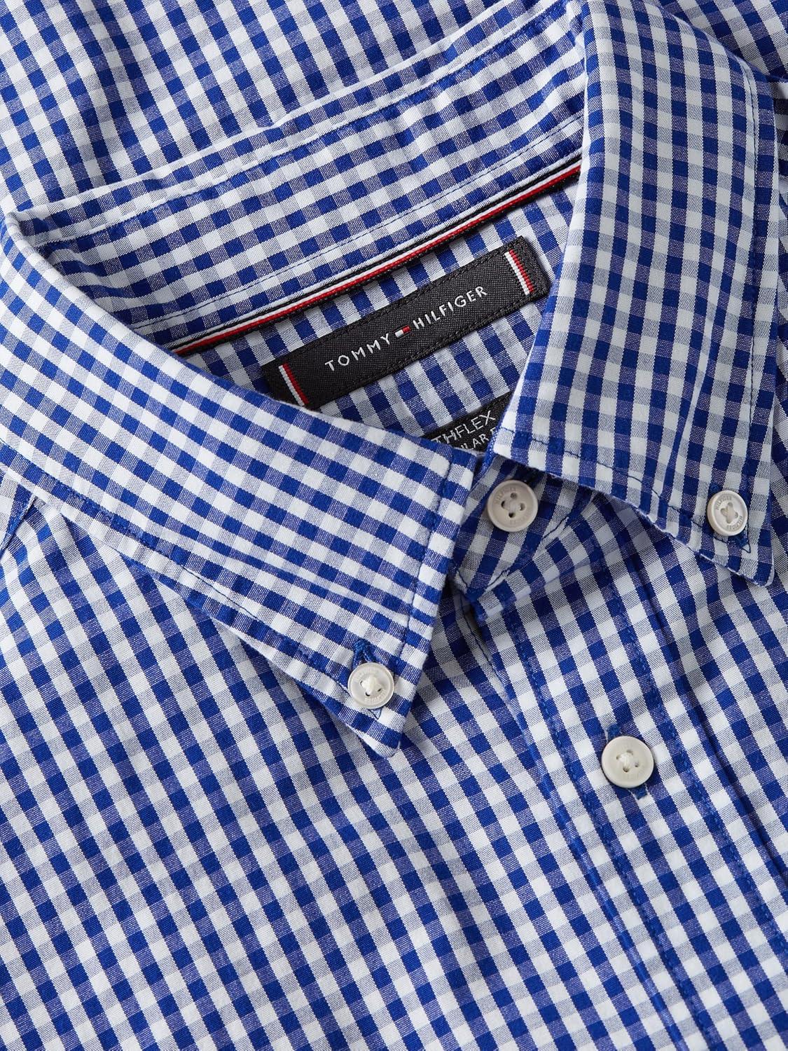 imageTommy Hilfiger Mens Long Sleeve Poplin Shirts in Regular Fit Mens Button Down Shirts Also Available in Big and TallWedge Blue White Check