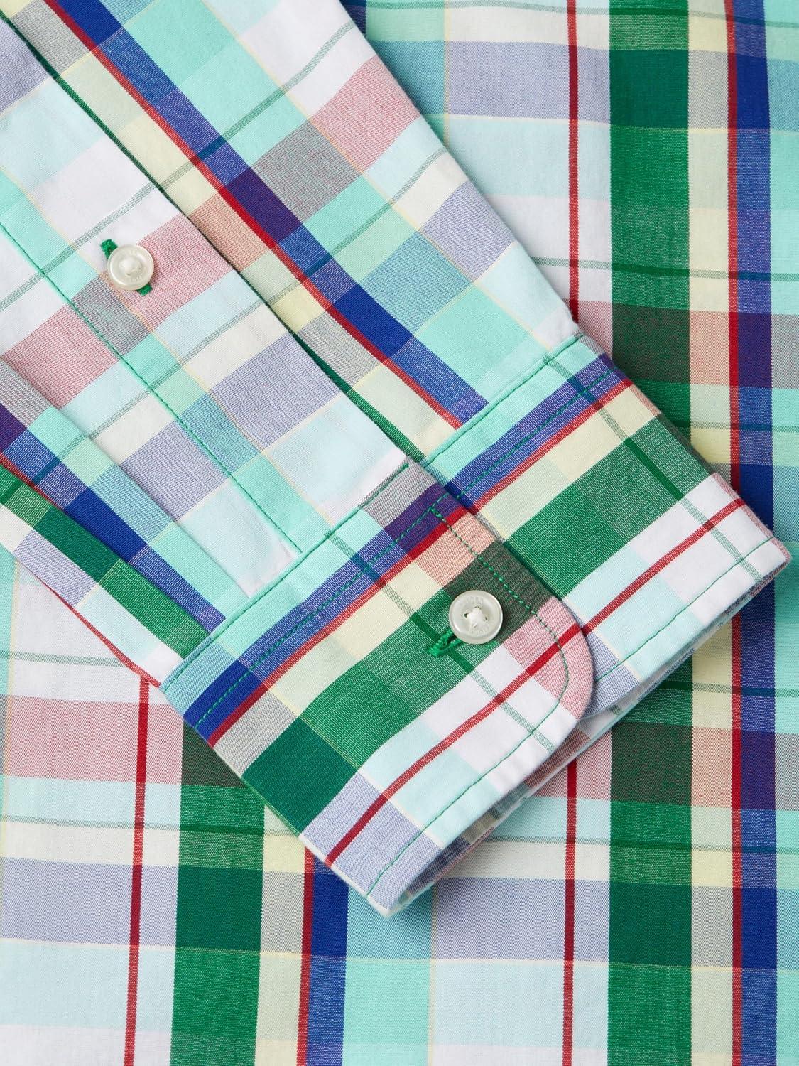 imageTommy Hilfiger Mens Long Sleeve Poplin Shirts in Regular Fit Mens Button Down Shirts Also Available in Big and TallWhite Multi Check