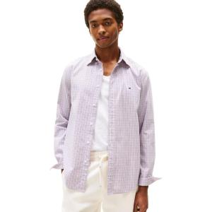 Tommy Hilfiger Men’s Long Sleeve Poplin Shirts in Regular Fit, Men’s Button Down Shirts, Also Available in Big and Tall(Classic Pink / Multi Check)
